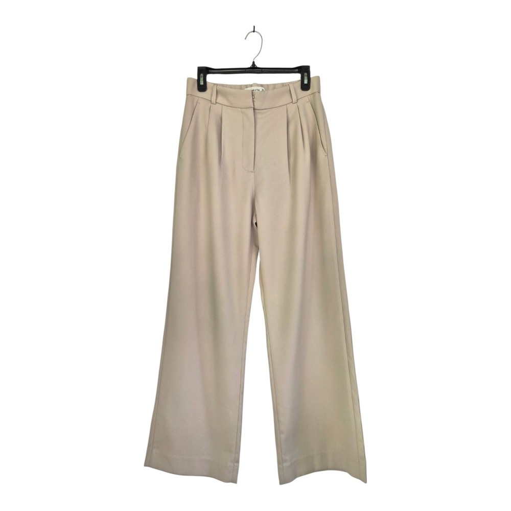 Abercrombie & Fitch Sloane Tailored Pants 28 Regular Beige Wide Leg Pleated